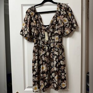 Abercrombie & Fitch Angel Sleeve Smocked Waist Mini Dress (L) NWT